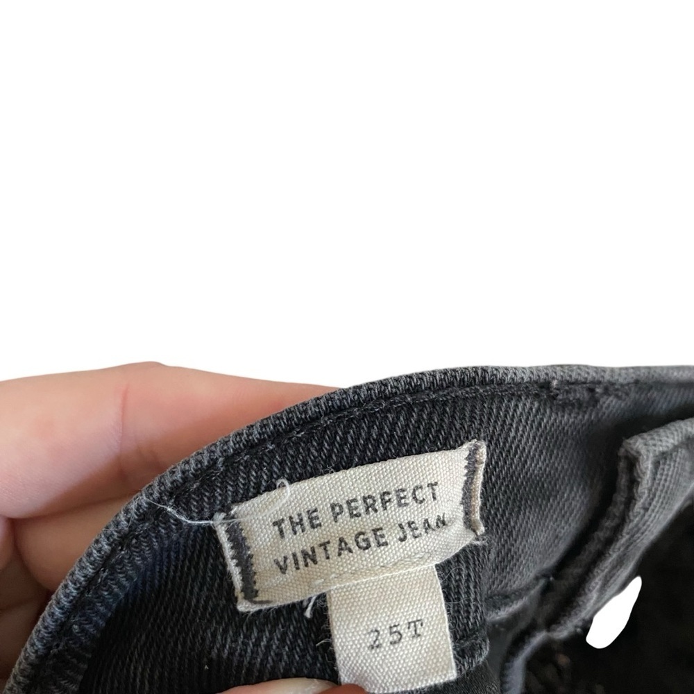 Madewell Washed Black Raw Hem High Rise The Perfect Vintage Jean 25 Tall Long - Picture 8 of 8